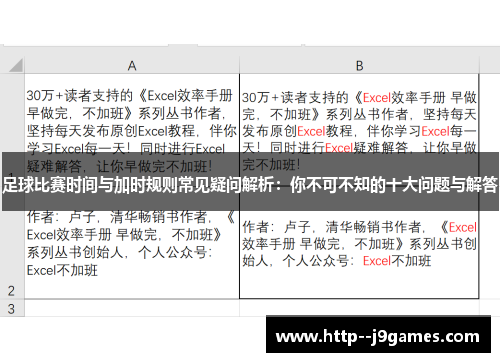 足球比赛时间与加时规则常见疑问解析：你不可不知的十大问题与解答